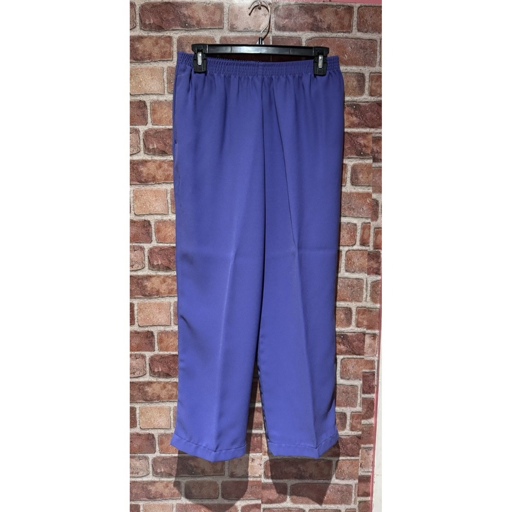 Drapers & Damons Pants Women's Petites S Royal Purple %100 Poly Pull On Elastic